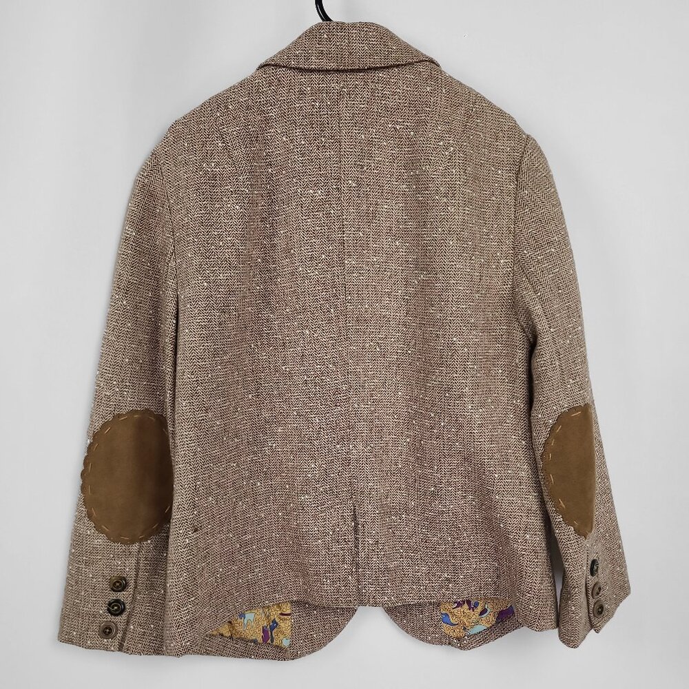 Anthropologie Ett Twa Brown & Ivory Tweed Jacket Size 0 - Picture 6 of 10
